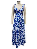 BAMBOOBOY Vestido Largo De Verano Para Mujer Con Estampado De Encaje Spaghetti Strap V-Neck Sundress De Playa Vestido De Fiesta De Poliéster Con Estiramiento Ligero - details 9
