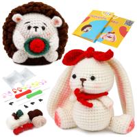 Kit De Crochet Para Principiantes Con Bolas De Hilo Marcadores De Costura Agujas Y Accesorios Herramienta Para Manualidades Hogar Animal De Peluche Conejo Y Erizo - details 1