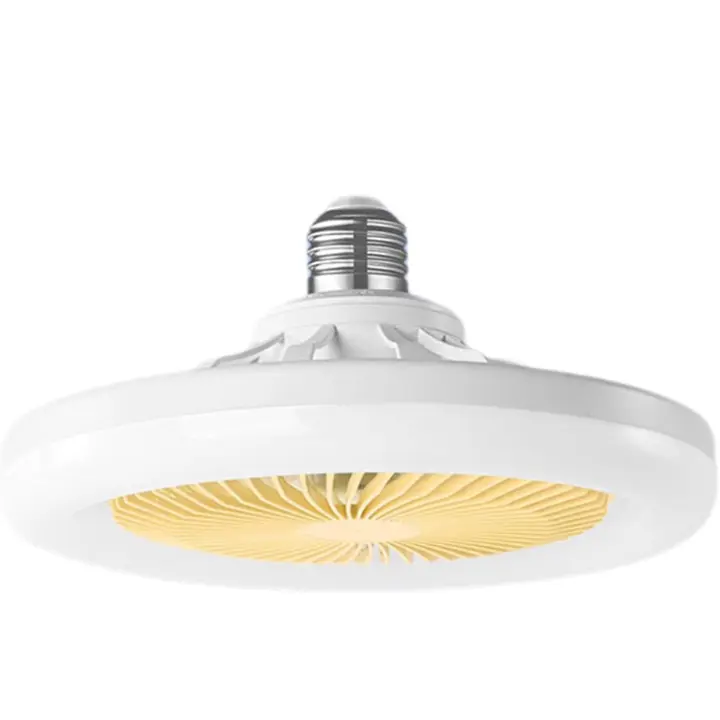 PORCHEDDU Ventilador de Luz regulable de 50 W, ajuste de Tres velvidades, continuo de Tres Colores, ventilador de techo E27 de 10 pulgadas con Luz, control remoto, adecorado para Salas de estar y dormitorios - 1