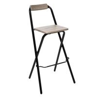 ARISE SHOP-Taburete de bar Plegable con Respaldo,Silla Plegable de Metal y Madera,Taburete portátil para el hogar,jardín,comedor,Terraza 47,5 x50 x H. 98 cm - details 0