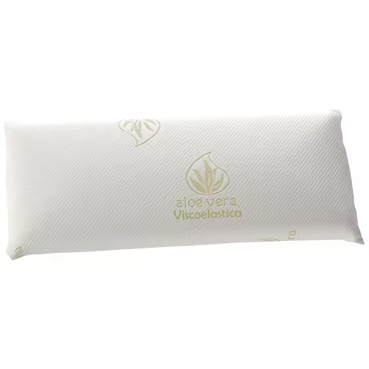 Tradineur - Almohada viscoelástica de Aloe Vera Antiácaros - Fabricada en Fibra hueca Poliéster - Forma rectangular - 105 cm - 1