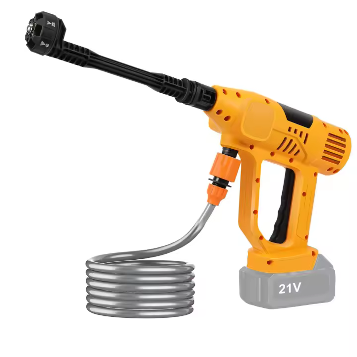 Hidrolimpiadora inalámbrica de 65 bar, portátil con boquilla ajustable 6 en 1, pistola de alta presión inalámbrica con 2 baterías, pantalla LED, 10 niveles de ajuste de potencia, manguera de 5 m, para coche, patio, ventana, césped y piscina - 1