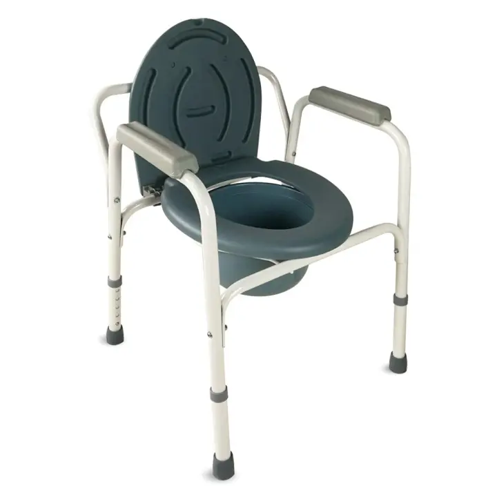 Mobiclinic Arroyo Silla con WC silla de inodoro para mayores y discapacitados silla orinal con reposabrazos acero ayuda de baño altura regulable tapa conteras antideslizantes - 1