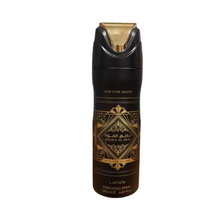 Lattafa Desodorante árabe Bade,e Al Oud Negro con Perfume Spray 200ml - 1