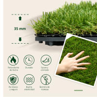 Outsunny Césped Artificial de 10 Piezas 30x30 cm Césped Sintético con Altura de Hierba 25 mm Anti-UV Alfombra Césped Artificial para Jardín Escuela Patio Verde Oscuro - details 3