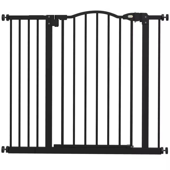 PawHut Barrera de Seguridad para Perros Extensible 74-94 cm para Puertas y Escaleras Puerta de Seguridad para Mascotas con Montaje a Presión y Doble Bloqueo - 1