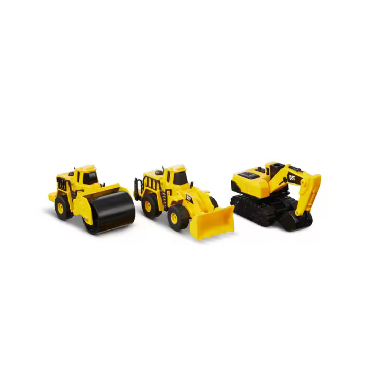 Set máquinas Caterpillar juguete, apisonadora, pala y excavadora metal y piezas de plástico longitud por máquina 10cm +3 años CAT22746 - 1
