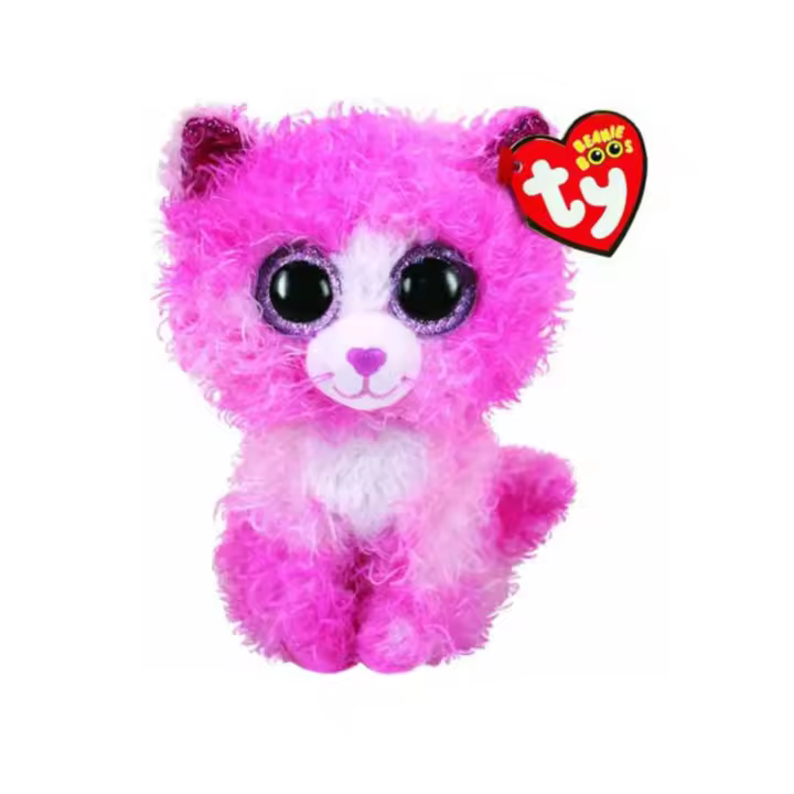 Peluche de Reagan el gato rosa de TY Beanie Boos con ojos grandes - 1