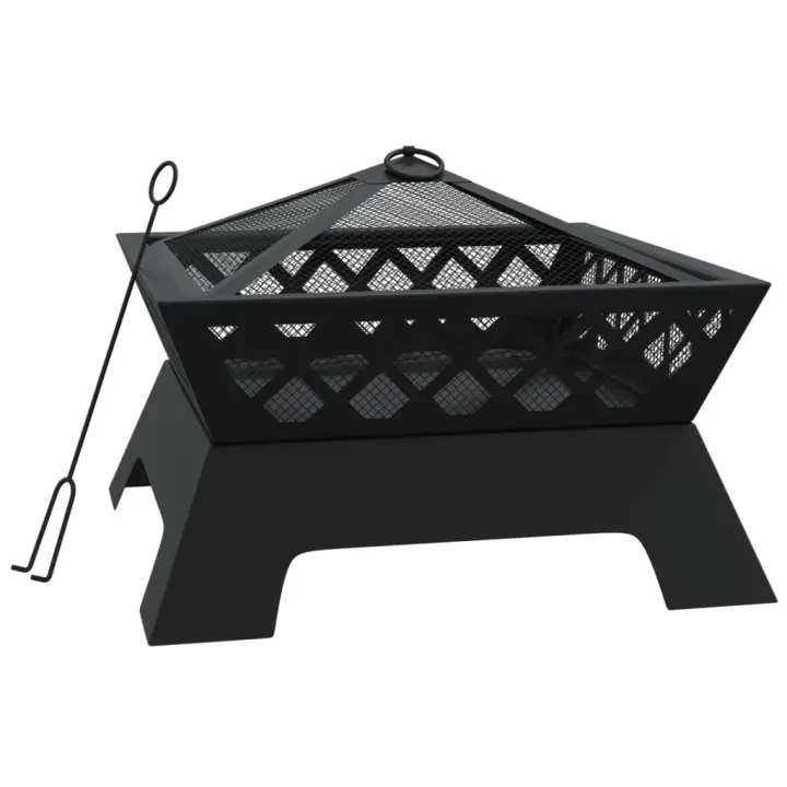 vidaXL Brasero con atizador acero XXL 50 cm - 1