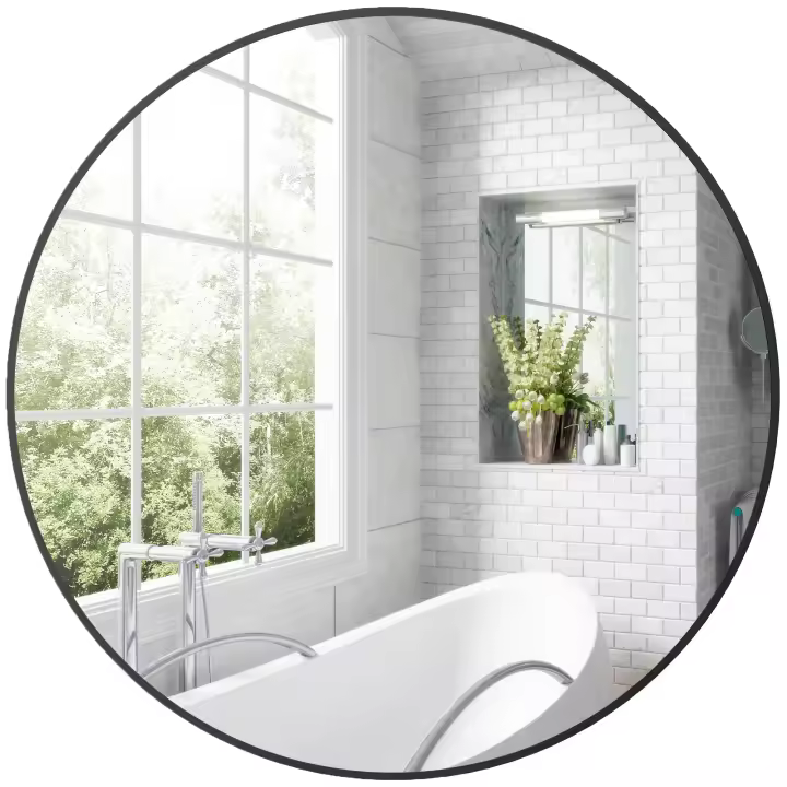 HOMCOM Espejo redondo HOMCOM, espejo de baño, diámetro 70 cm, marco de metal, espejo de pared, fácil de instalar, para dormitorio, salón, entrada - 1