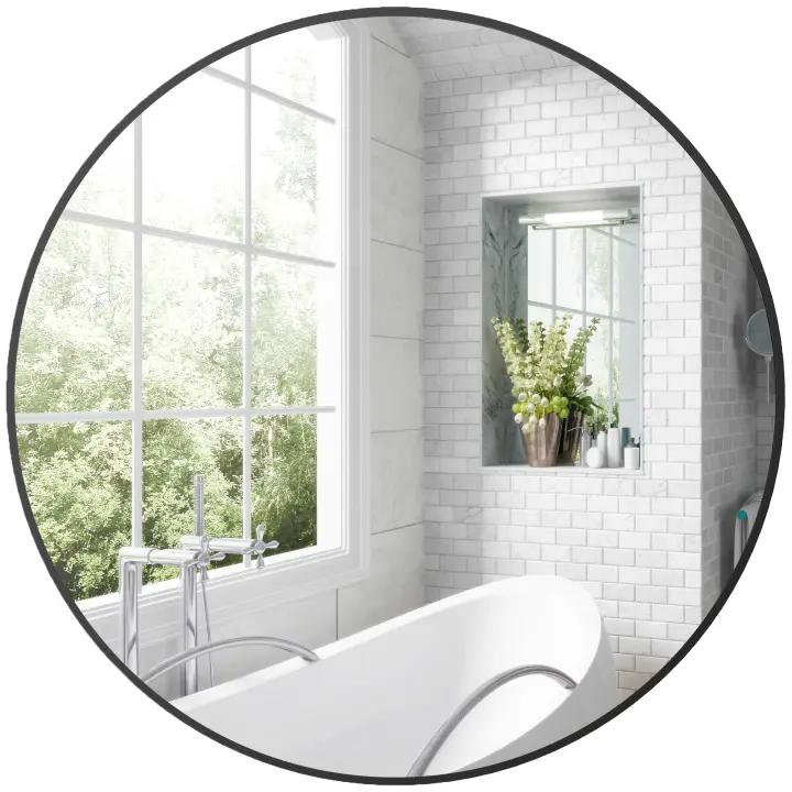 HOMCOM Espejo redondo HOMCOM, espejo de baño, diámetro 70 cm, marco de metal, espejo de pared, fácil de instalar, para dormitorio, salón, entrada - 1