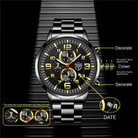 Reloj De Pulsera Deportivo De Lujo Para Hombre 2023 DEYROS Acero Inoxidable Cuarzo Con Calendario Y Manecillas Luminosas Correa De Cuero - details 6