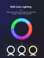 Anillo De Luz RGB Selfie 10in 26cm Con Trípode Telescópico Y Soporte Para Teléfono Lámpara De Relleno De Maquillaje Para Fotografía - details 0