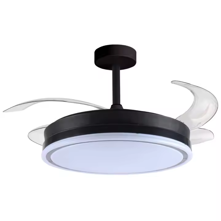 BEL AIR HOME Ventilador de Techo ATENAS con Motor DC y Aspas Desplegables con Luz Led 36W MEMORIA y Regulable en intensidad DIMMER (Luz nocturna) - Maca BEL AIR HOME - Silencioso y eficiente - Control Remoto incluído - Ideal para dormitorios y Comedores - 1