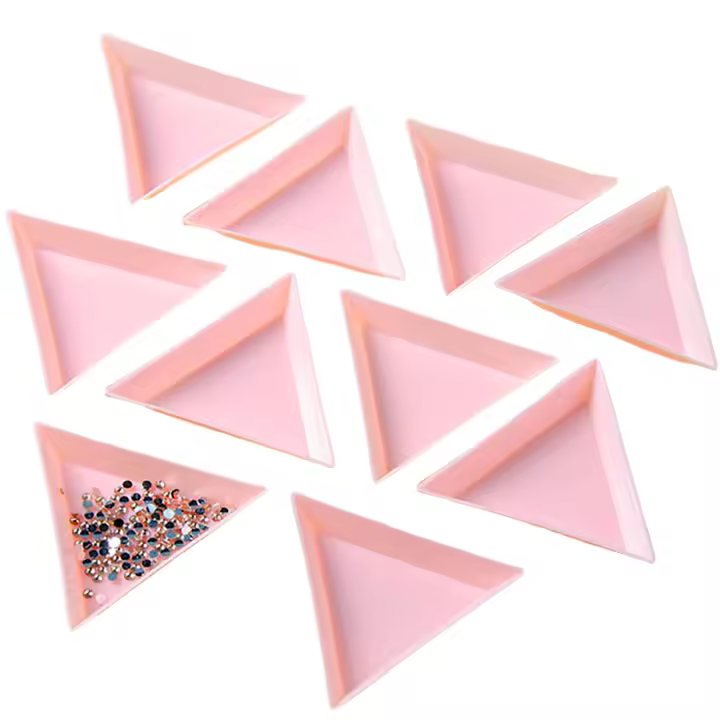 Juego De Bandejas Triangulares Para Arte De Uñas 5/10/20/30 Piezas Organizador De Joyas Y Cuentas Almacenamiento Y Exhibición En Color Rosa Y Blanco - 1