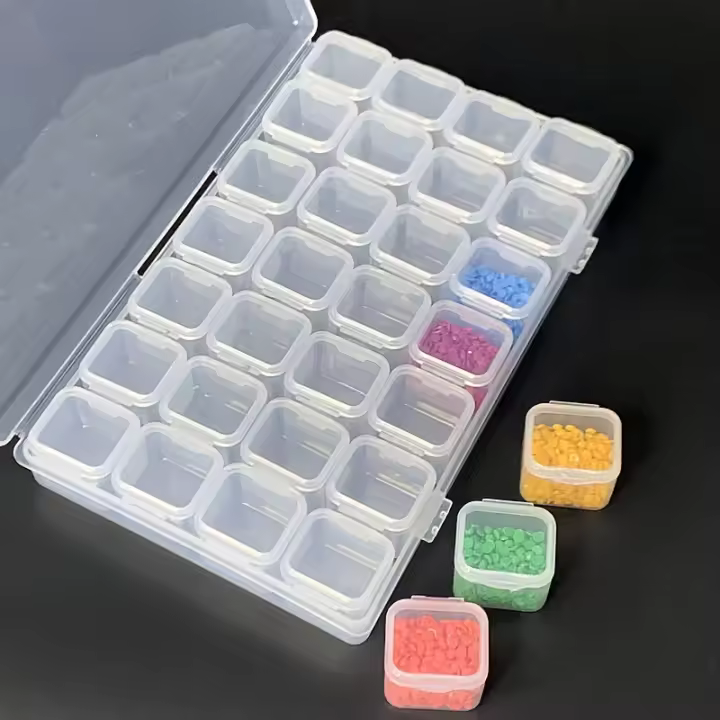 Set De Caja De Almacenamiento Transparente De Plástico Para Pintura Diamante 28/56 Cuadrícula Organizador De Perlas Herramientas De Pintura Diamante - 1