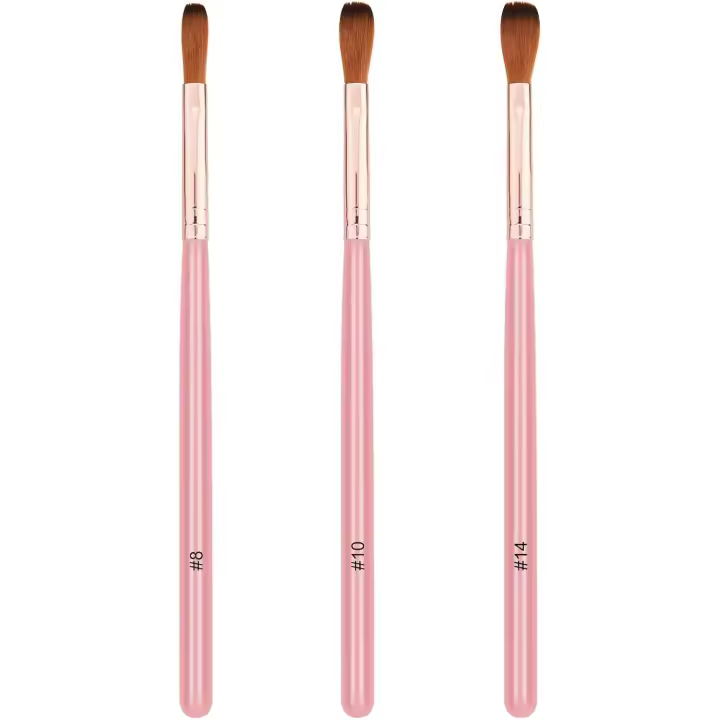 Juego de 3 pinceles para uñas acrílicas, tamaño 8/10/14, para extensiones de uñas, diseño de uñas acrílicas, regalo para mujer - 1
