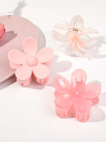 4Pcs Pinzas De Pelo En Forma De Flor Rosa Para Mujer Tenazas De Pelo Fuertes Para Cabello Grueso Y Rizado Estilo 90's - details 12