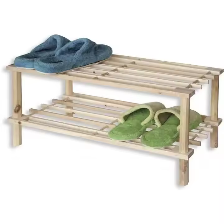 Zapatero de Madera Natural. Estantería Disponible en 2 tamaños, Zapatero de Pie, Estante de Almacenamiento para Zapatos, Organizador para el Hogar, Accesorios - 1