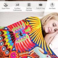 Manta Grande Y Cómoda De Tamaño Rey Estilo Vintage Arte Folclórico Huichol Colorido Mexicano Manta De Terciopelo Coral Para Adultos - details 3