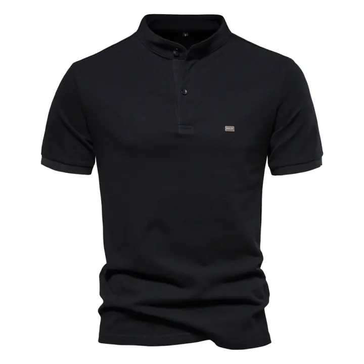 Primavera y verano nuevo estilo de algodón puro cuello alto deportes tops para hombres tamaño europeo POLO camisa casual para hombres bordados de manga corta T - 1