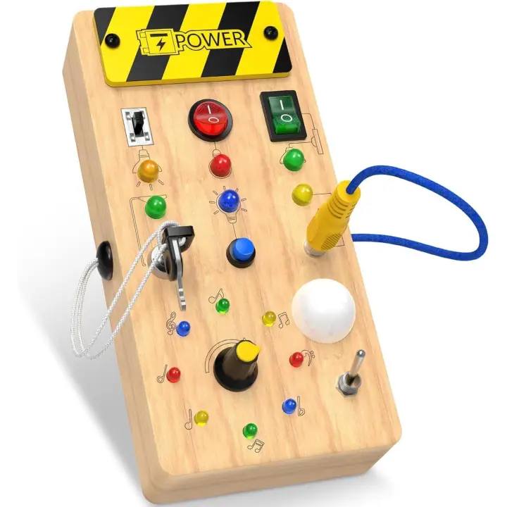 Tabla de Actividades Montessori para niños de 1 año, juguete de aprendizaje sensorial para Bebés, juguete de madera with Luz LED, juguete de habilidades motoras, regalo de cumpleaños - 1