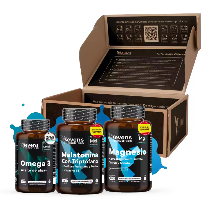 Pack Sueño y Recuperación - Melatonina 1,9mg con Triptófano + Citrato de Magnesio con Bisglicinato de Magnesio +Omega 3 Vegano Aceite de Algas - Complementos Alimenticios para un Sueño Natural y Eficaz - 1