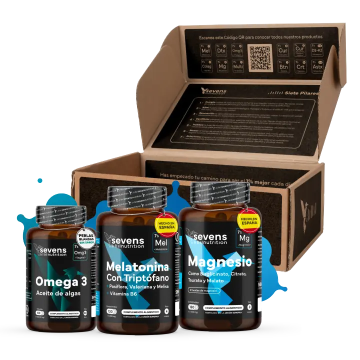 Pack Sueño y Recuperación - Melatonina 1,9mg con Triptófano + Citrato de Magnesio con Bisglicinato de Magnesio +Omega 3 Vegano Aceite de Algas - Complementos Alimenticios para un Sueño Natural y Eficaz - 1