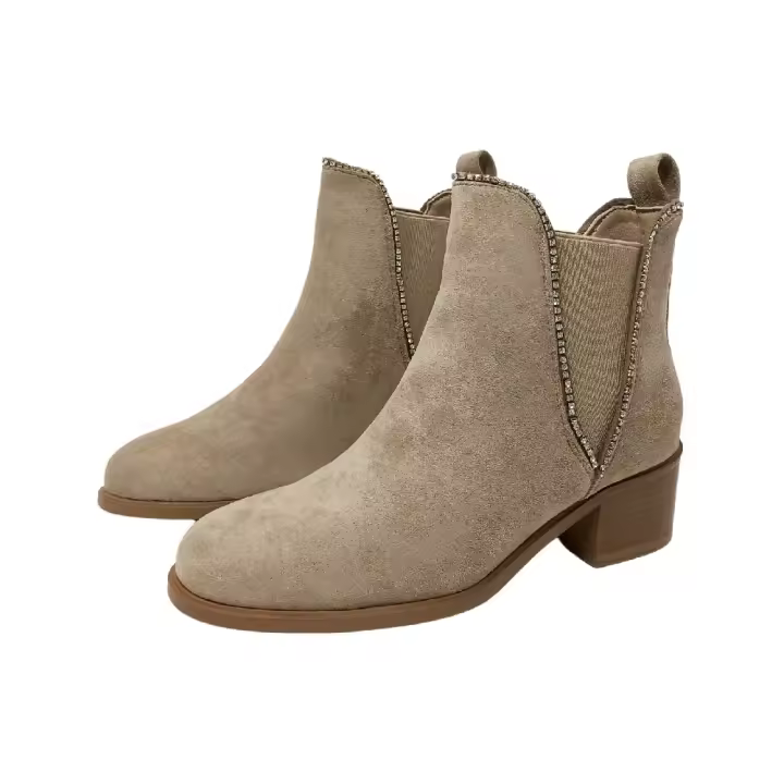 Eva Zorteon- Botines Camperos Con Elástico Lateral Y Pedrería. Marca TULIPANO. - 1