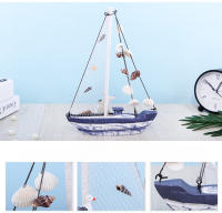 Barco De Concha Azul Y Blanca Decoración Mediterránea Hecho a Mano Regalo De Artesanía Vintage Estilo Náutico Suave Navegación - details 12