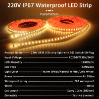 Tira De LED Flexible 220V IP68 Impermeable Con 120LEDs/m SMD 2835 yInterruptor on off EU Plug Para Iluminación Exterior - details 7