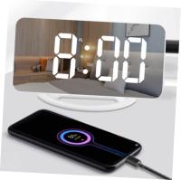 1 Set Mirror Surface Shaking Alarm Clock Electronic LED Clock with Unique Design for Home Bedroom Office Lightweight Multi Scene Use Present - details 0