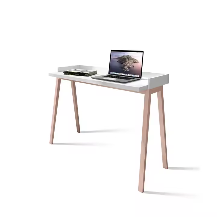 Herdasa, mesa de estudio modelo BERLIN 625, en melamina color blanco y patas lacadas. - 1