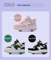 Zapatos De Patinaje Para Niños 2024 Nuevos Primavera Otoño Doble Rueda Deportivos Respirables Talla True Fit Material Superior Cuero - details 6