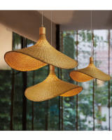 Lámpara Colgante De Bambú Pendentivo Luz De Techo Rattan Wicker Tejido a Mano Enredado Para Hogar Comedor Estilo Sudeste Asiático - details 7