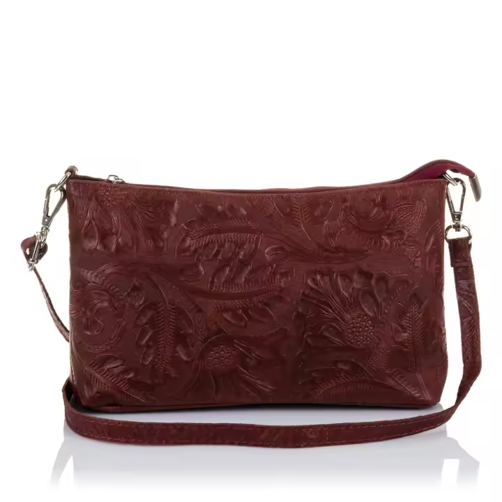 Firenze Artegiani. Martia Bolso bandolera Mujer.Piel auténtica Gamuza Grabado Arabesco . Made in Italy. Vera Pelle Italiana. - 1