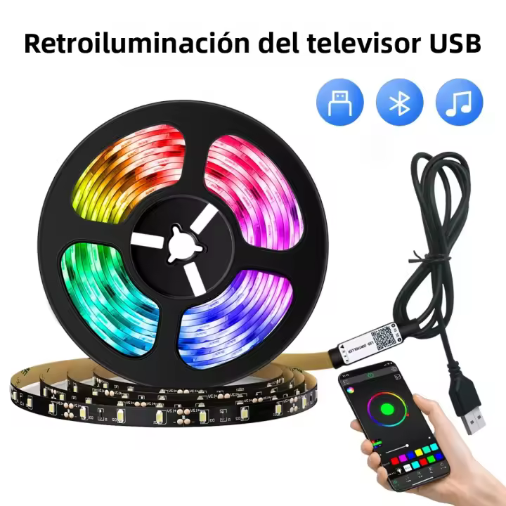Mexllex Tira LED RGB5050 Para TV 5V USB Control APP 16 Millones De Colores Flexible Regalo Para PC Laptop Habitación Dormitorio - 1