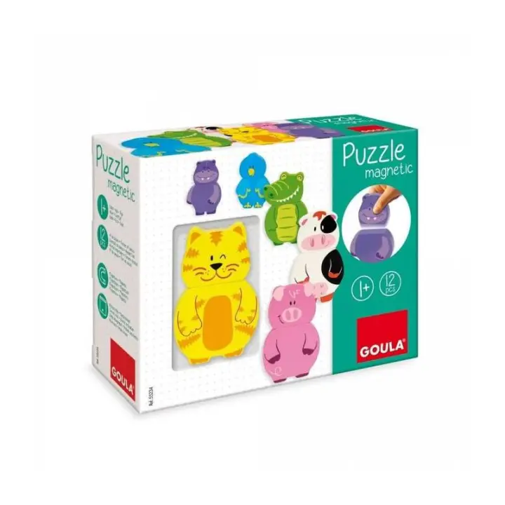 PUZZLE ANIMALES MAGNETICOS INTERCAMBIABLE MADERA GOULA DE DISET - 1