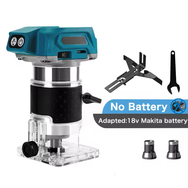 Enrutador de madera sin escobillas, recortadora manual eléctrica, herramienta de carpintería, recorte para Makita de 18V (sin batería) - 1