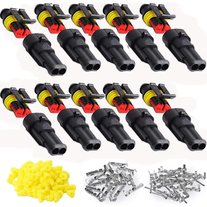 Kit de 10 conectores eléctricos impermeables para automóvil de 2 pines, enchufe impermeable para automóvil, a prueba de polvo, aislado y sellado - 1