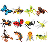 Bloques De Construcción Tema Jardín De Vegetales Y Animales Lindos Dragonfly Spider Mantis Centipede Grasshopper Honeybee Para Niños Mayor De 6 Años Material ABS Sin Batería - details 3