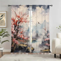 2pcs Cortina De Pared Paisajística Para Decoración De Hogar Tratamiento De Ventana Para Dormitorio Oficina Cocina Sala De Estar Con Bolsa De Rodamiento - details 4