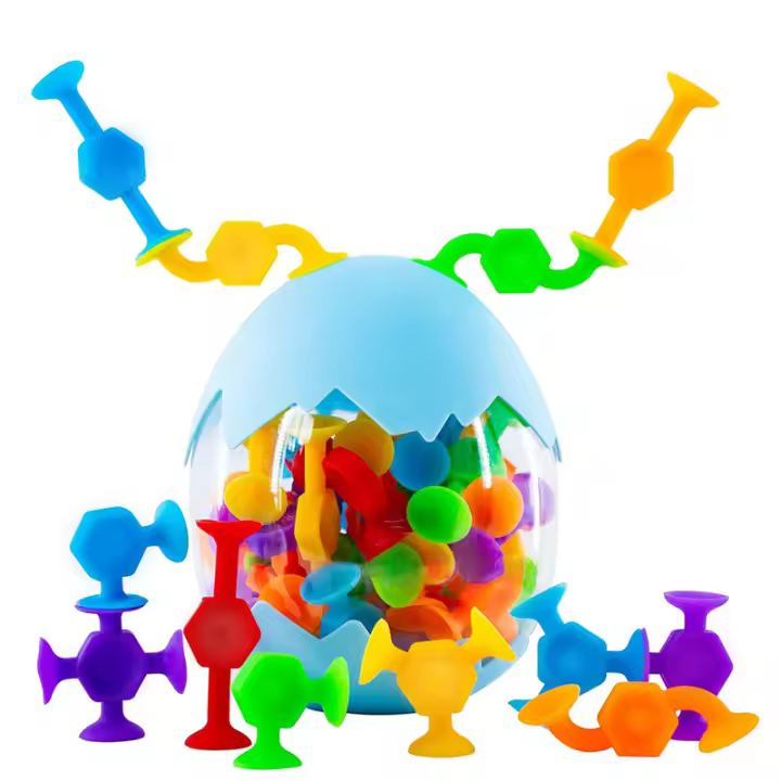 Juguetes De Construcción Para Niños 50pcs Con Almacenamiento En Huevo Succiona En Baño Y Viaje Regalo Para Boys Y Girls - 1