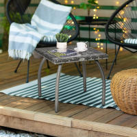 Outsunny Mesa de Jardín de Ratán Mesita Auxiliar con Patas de Metal Carga 30 kg Mesa de Exterior para Patio Terraza Balcón 45x45x44 cm Gris - details 1