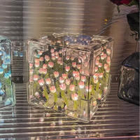 20PCS Lámpara De Noche Tulipán DIY Hecho a Mano Material Cubo Espejo Decoración De Dormitorio Regalo De San Valentín Cumpleaños - details 6