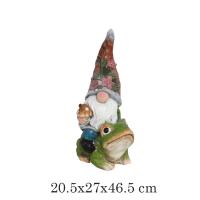 Gissed - Figura Decorativa de Gnomo con Luz Solar, Diseño Encantador con Sombrero Floral y Rana, Ideal para Jardín, Terraza o Patio, Resistente a la Intemperie, Carga Automática con Energía Solar, Iluminación Suave y Relajante, Decoración Mágica - details 1