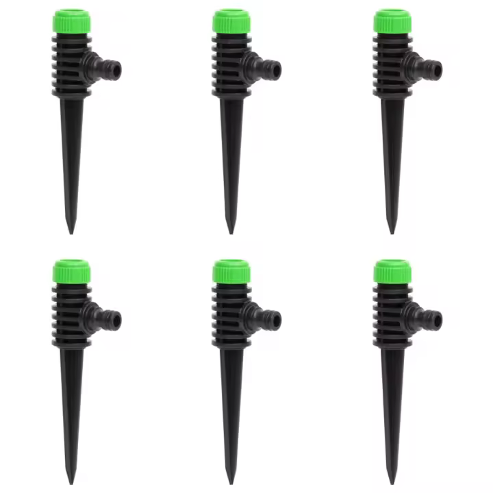 vidaXL Aspersores giratorios 6 uds verde negro 3x6x19,5 cm ABS&PP - 1