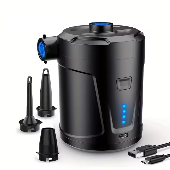 Bomba eléctrica portátil ss de doble uso para piscina, colchón de aire y más - Batería recargable de 5200 mAh, negra - 1