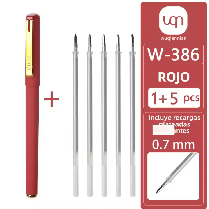 6 Conjuntos De 1 Bolígrafo De Gel Rojo Y 5 Conjuntos De 10 Recargables De 0.7mm Para Escritura Permanente Oficina Y Escuela - 1