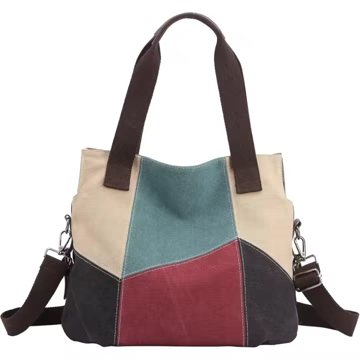 Bolso de compras de lona informal para mujer, informal, retro - 1